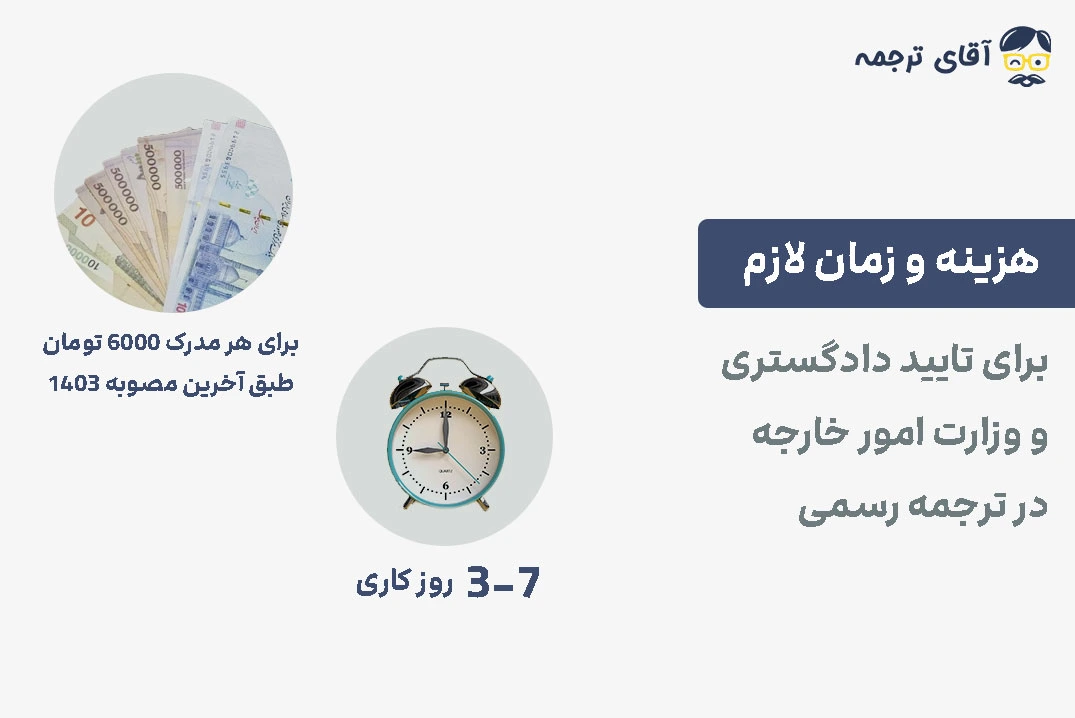 هزینه و زمان دریافت مهر دادگستری و وزارت امور خارجه